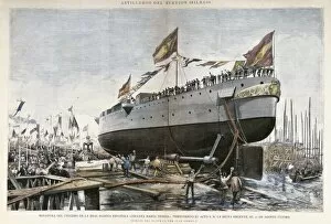 Bilbao Collection: Spain (1890). Launching of the cruise ship Infanta