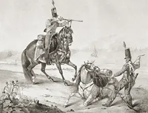 Spain (19th c. ). Light Cavalry. Litography. SPAIN