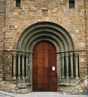 Collegiate Collection: Spain. Ainsa. Church of Saint Mary. Main entrance
