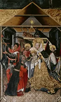 Nativity Prints: Spain. Altarpiece from Verdu by Jaume Ferrer II. 15th c. entu