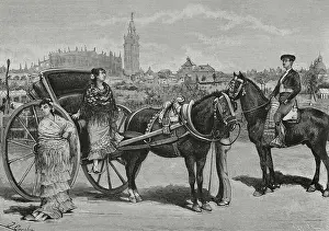 Spain, Andalusia, Seville. Traditional calesa (carriage)
