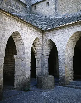 Triangular Prints: Spain. Aragon. Ainsa. Collegiate of St. Mary. Cloister. Det
