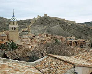 Walled Prints: Spain, Aragon, Albarracin. Panoramic view of the village