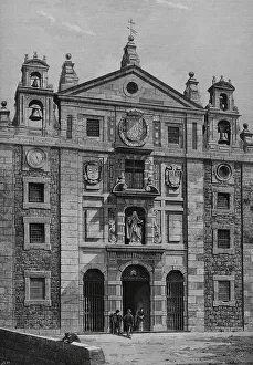 Avila Prints: Spain, Avila. Main facade of the Church and Convent