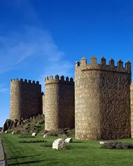 Avila Prints: Spain. Avila. Section of the western sector of the medieval