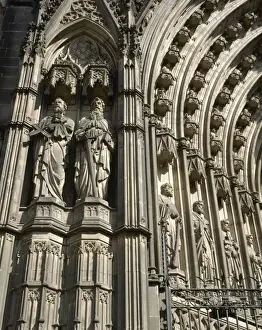 Carreras Prints: Spain. Barcelona. Cathedral. Facade. Archivolt. Neogothic st
