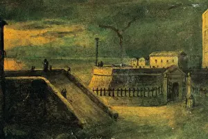 Mosteyrin Prints: Spain. Barcelona. Dockyards door and ascent to the wall of s