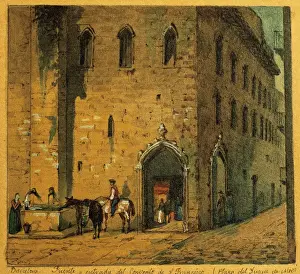 Mosteyrin Prints: Spain. Barcelona. Duke of Medinaceli Square. Fountain and ent