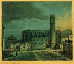 Spain. Barcelona. Monastery of Pedralbes. Drawing by G. Most
