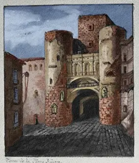 Mosteyrin Prints: Spain. Barcelona. Praetoria Gate. New Square (Plaza Nueva)