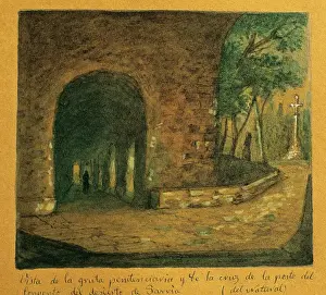 Plague Prints: Spain. Barcelona. Sarrias Desert Monastery. Penance grotto