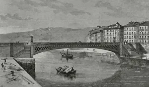 Bilbao Prints: Spain, Bilbao. New San Francisco iron bridge