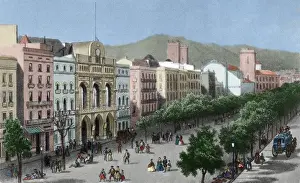 Spain. Catalonia. Barcelona. Lithography. La Rambla