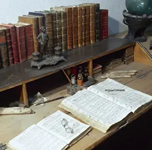 Spain. Catalonia. Llivia. Antique desk. Museum of Esteve Pha