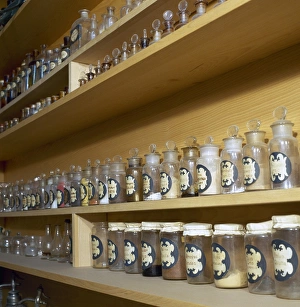 Spain. Catalonia. Llivia. Old pahrmacy bottles. Museum of Es Spain. Catalonia. Llivia. Old pahrmacy bottles. Museum of Es
