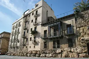 Spain. Catalonia. Tarragona. Houses and the roman cyclopean
