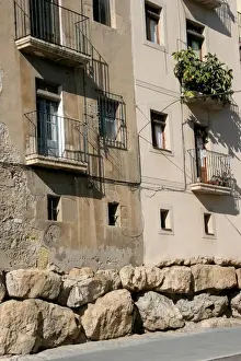 Spain. Catalonia. Tarragona. Houses and the roman cyclopean