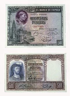 Societies Collection: Spain. Civil War (1936-1939). 500 pesetas bill