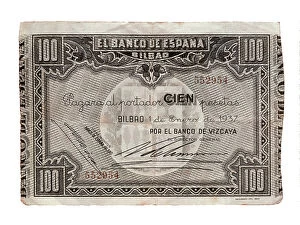Bilbao Collection: Spain. Civil War (1937). 100 pesetas bill issued