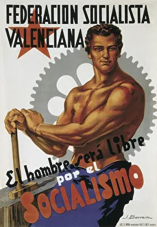 Socialism Prints: Spain. Civil War. Man Will Be Released by Socialism