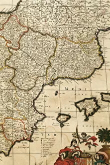 Spain. Detail. Atlas by Frederik de Wit (1630-1706). 17th ce