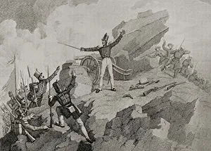 Carlist Prints: Spain. First Carlist War (1833-1840). Attack of Agurdin