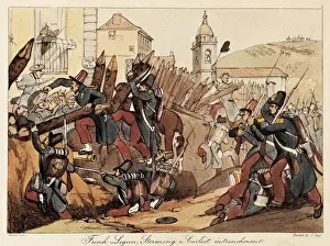 Zumalacarregui Prints: Spain. First Carlist War. French legion attacks