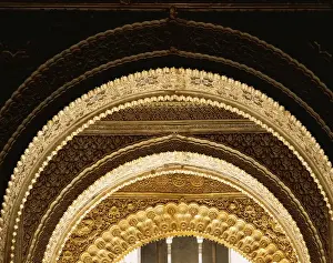 Spain. Granada. Alhambra. Royal Palace. Detail of stucco arc