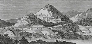 Castilla La Prints: Spain, Las Caldas de Besaya. The mineral spring