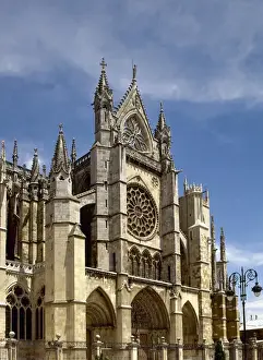 Spain. Leon. Gothic cathedral. 13th-14th centuries. Facade