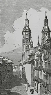 Castilla La Prints: Spain, Logrono. Calle del Mercado (Market Street)