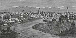 Castilla La Prints: Spain, Logrono. General view of the city