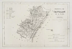 Valencia Collection: Spain. Map of Castellon de la Plana province, 19th century