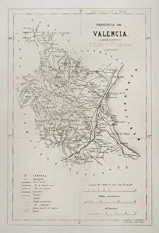 Valencia Collection: Spain. Map of the province of Valencia, 19th century