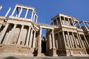 Geographic Prints: SPAIN. M鲩da. Roman Theatre. Wall behind
