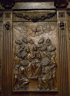Dove Prints: Spain. Navarre. Ujue. Church of Ujue. The wooden choir. Deta