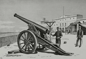 Cannons Prints: Spain. The new Plasencia Cannons. Engraving, 1882