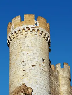 Crenellated Prints: Spain. Penafiel. Castle. Tower