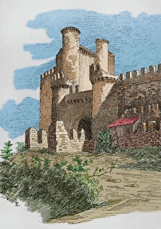 Castile Collection: Spain, Ponferrada. Templar castle. Engraving