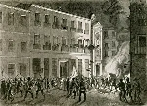 Ilustraci Prints: Spain. Revolution of 1854 (Madrid, July). Burning