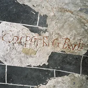 Reddish Prints: Spain. Royal Abbey of Saint Mary of Alaon. Inscription