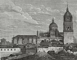 Castile Collection: Spain, Salamanca. The New Cathedral. Illustration by Letre