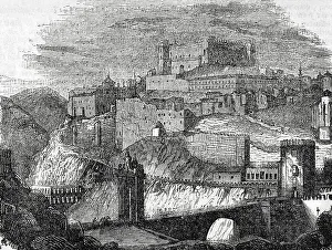 Urbanism Prints: Spain. Toledo. General view of the city. Engraving