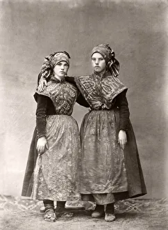 Archiecture Prints: Spain -young Spanish women from the mountians