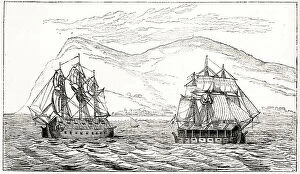 Gibraltar Gallery: Spanish battering ships, port and starboard, used between 1781
