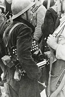 Spanish Civil War (1936-1939). Soldier with typewriterr