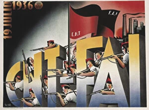 Militia Collection: Spanish Civil War. Anarchist poster of the CNT-FAI