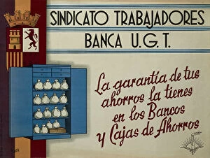 Historico Collection: Spanish Civil War. Bank workers syndicate in