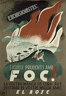 Catalunya Prints: Spanish Civil War. Excursionistes: Sigueu prudents