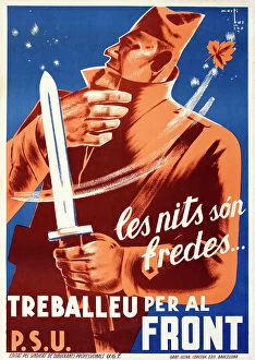Images Dated 22nd December 2017: Spanish Civil War poster, The nights are cold, work for